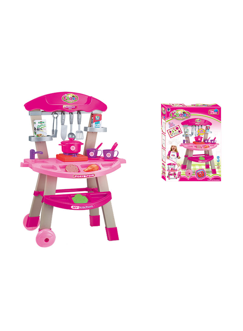 Toy Land Kitchen Pretend play Trolley Set of 18 pcs Accessories with Light and Sound Function