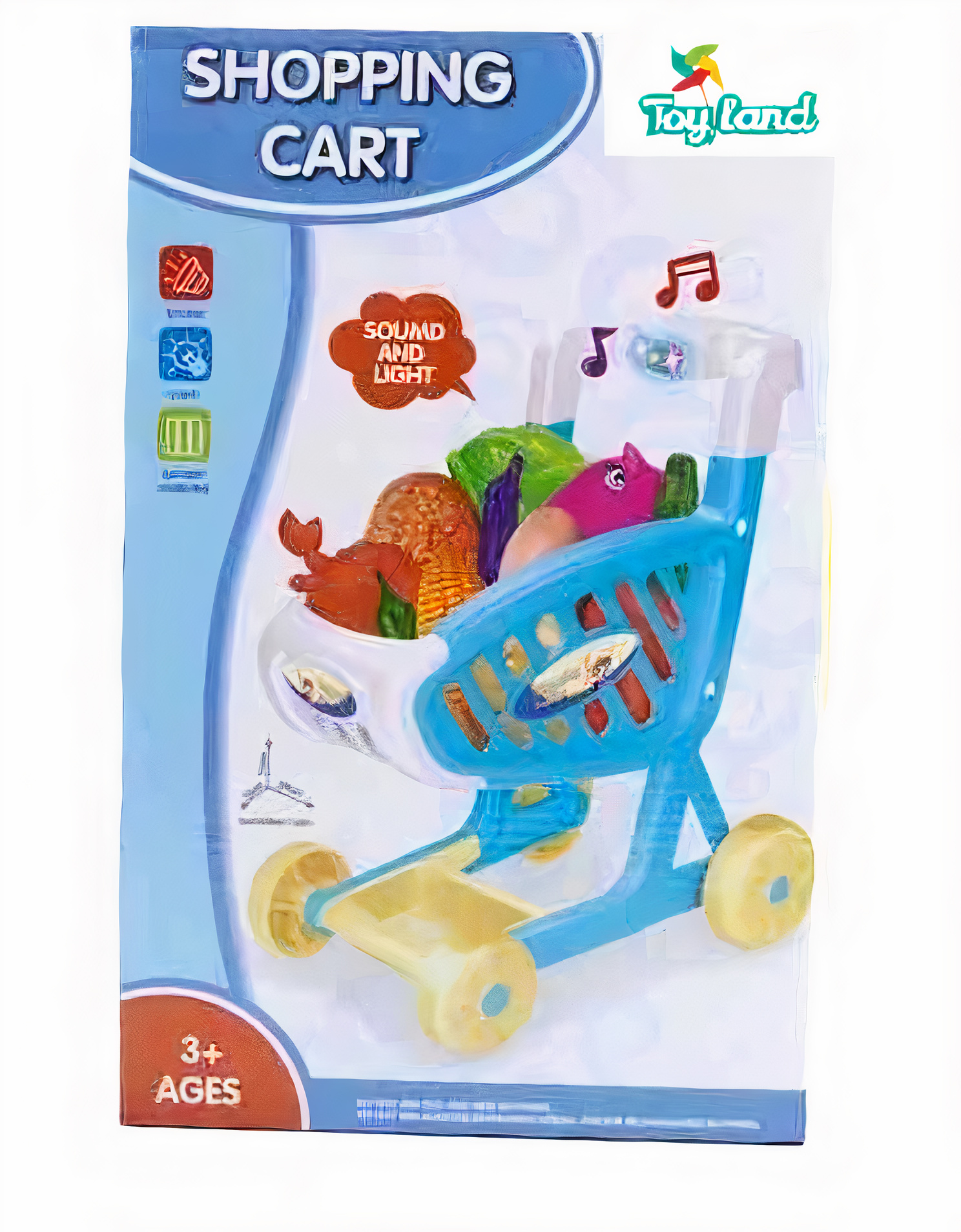 Toy Land Supermarket Pretend Playset - Shopping Cart With Lights Sound Battery Operated
