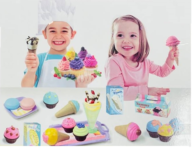 Toy Land Desserts Food Toy, 14 Pcs Kids Play Food Set Toddlers Pretend Toy Food Pretend Tea Party Food Fake Food Toy for Kids Birthday Gift