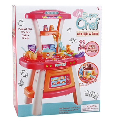 Toy Land Super Chef Kitchen Pretend Play Set With Light and Sound.