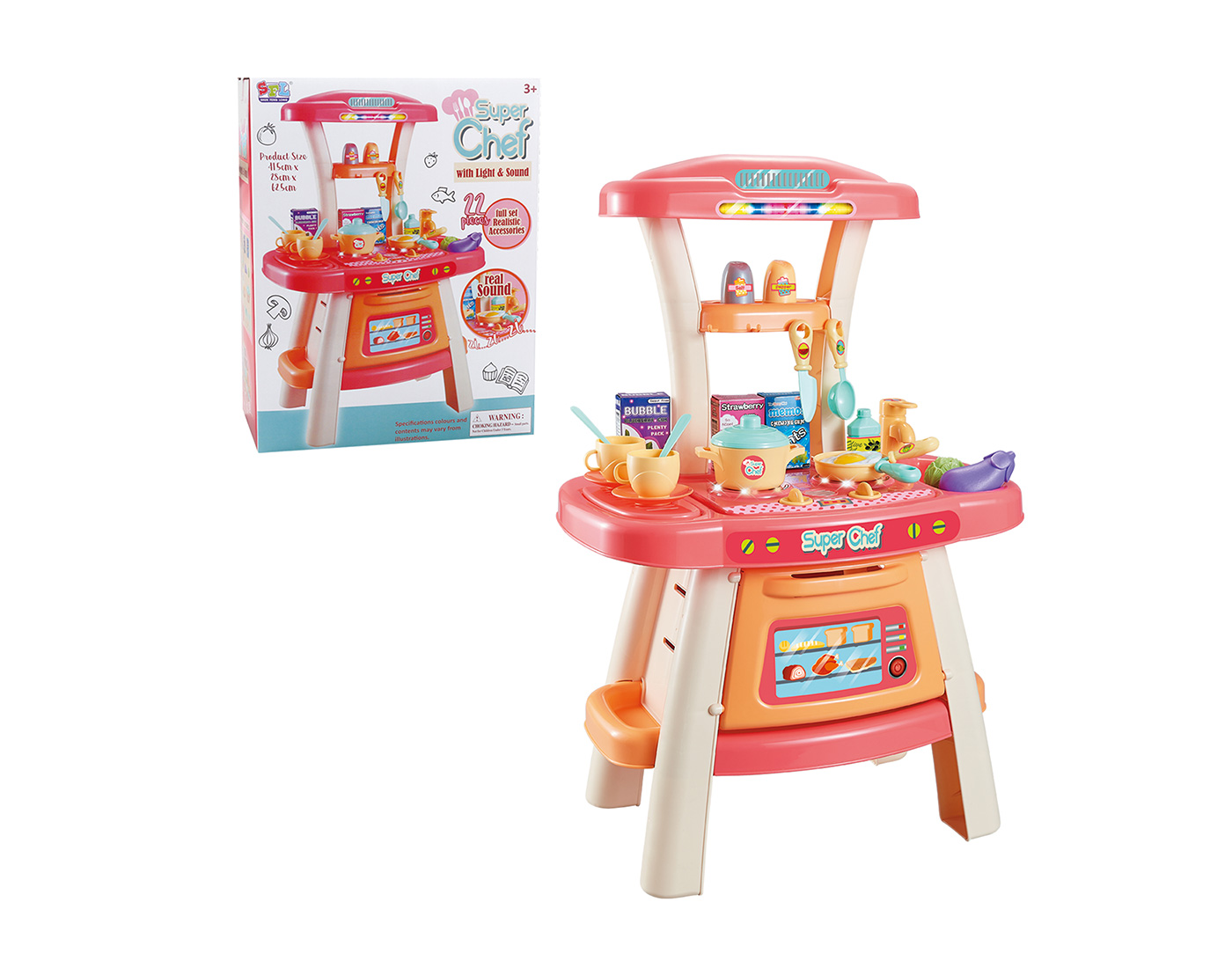Toy Land Super Chef Kitchen Pretend Play Set With Light and Sound.